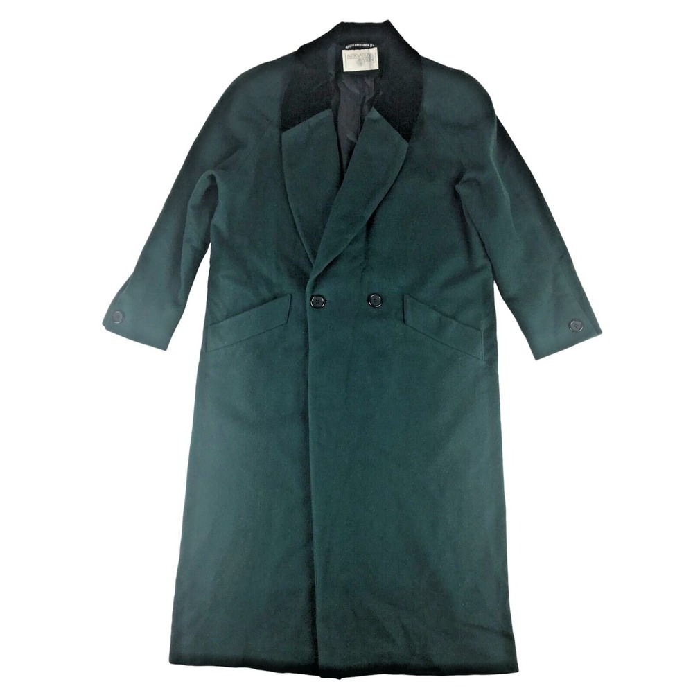 International Scene Womens Dark Green‎ Black Collared Button Up Overcoat Size 8
